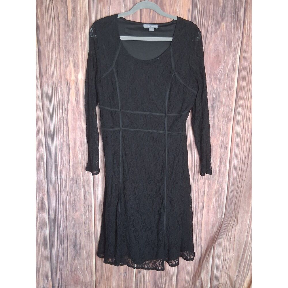 Jessica london black long sleeve lace dress size 18 gothcore cocktail elegant